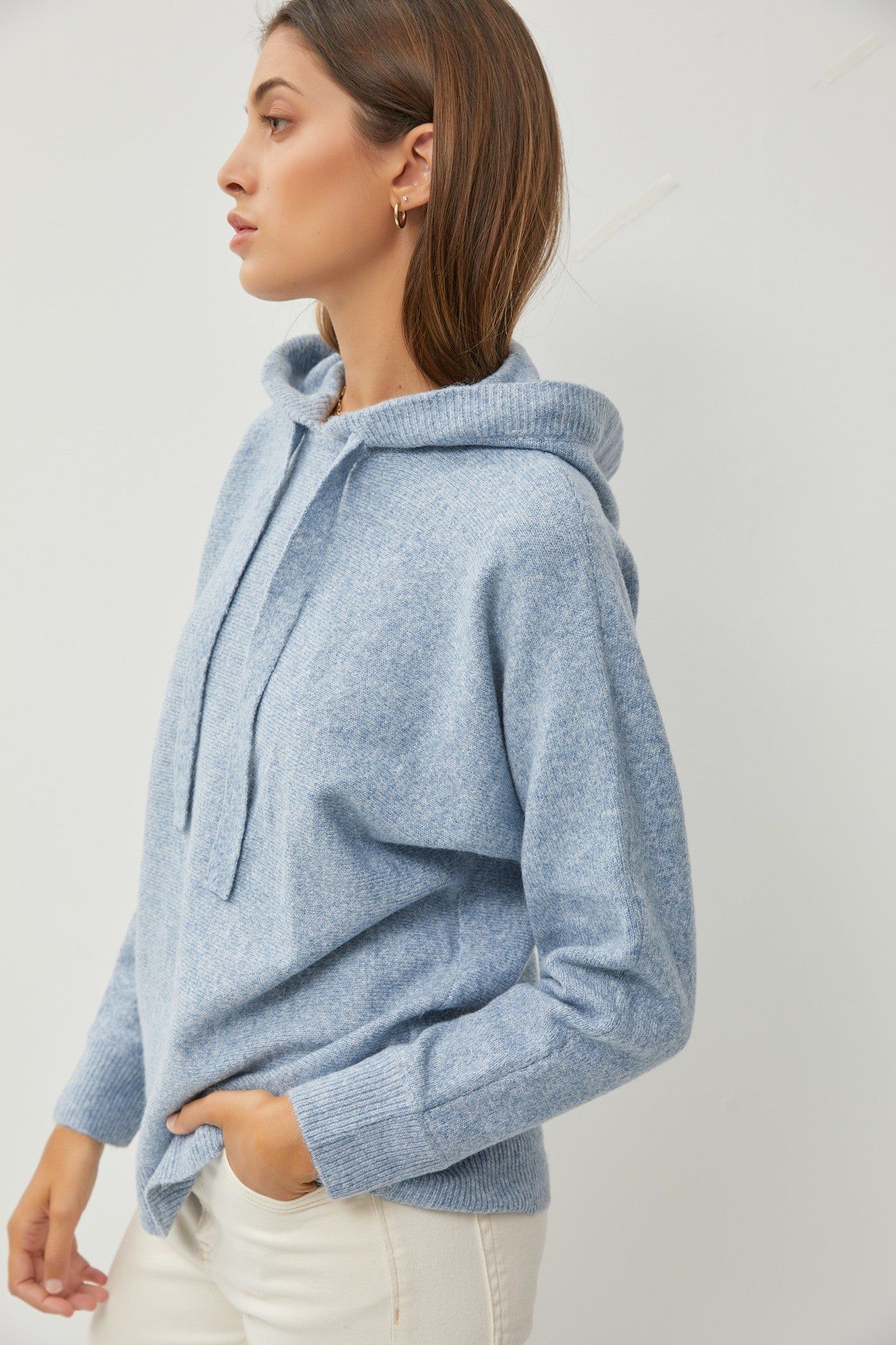 Blue Drawstring Hooded Sweater sold by Pinkblush product image thumbnail 4
