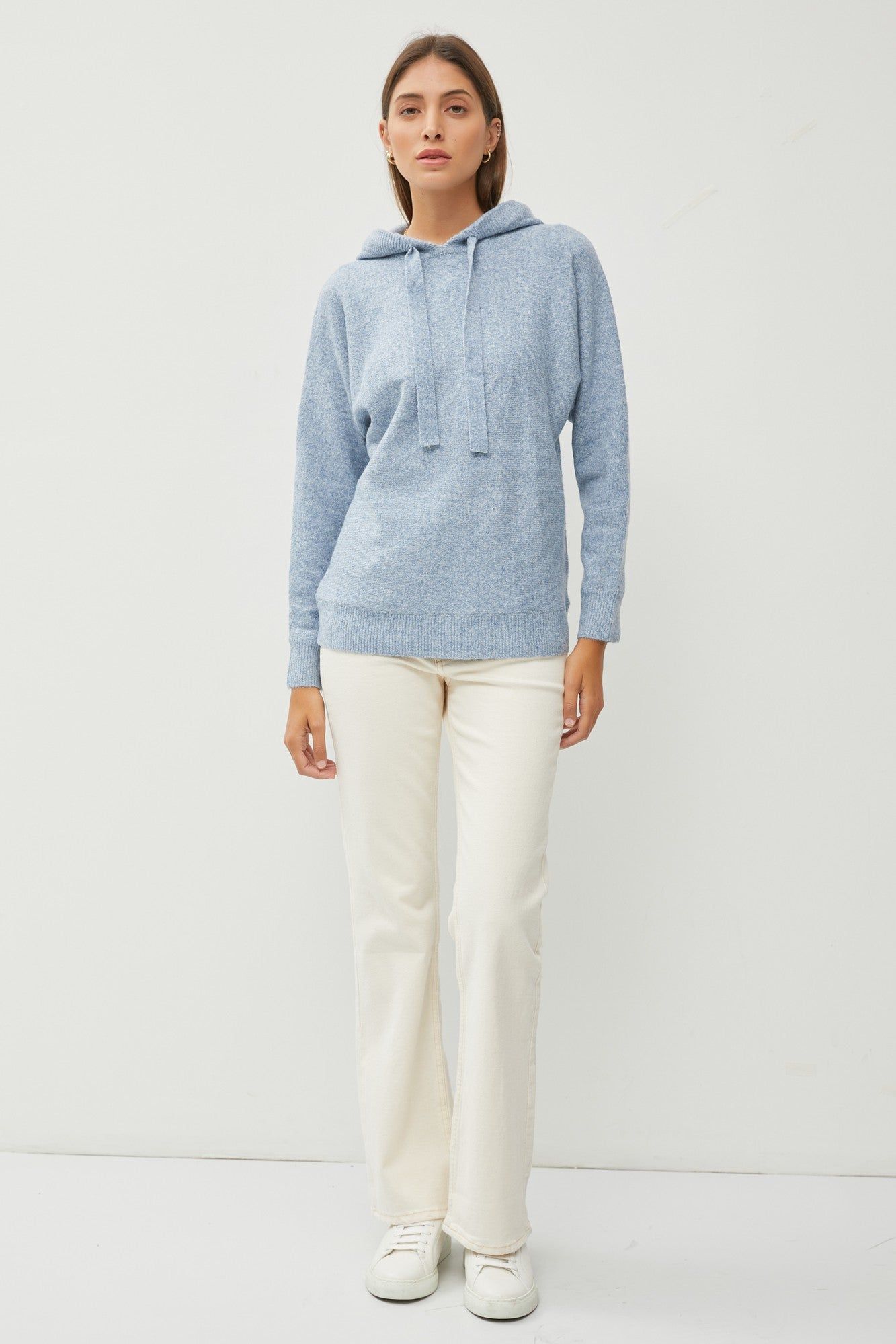 Blue Drawstring Hooded Sweater sold by Pinkblush