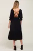 Black Ruffle Strappy Open Back Maternity Midi Dress sold by Pinkblush