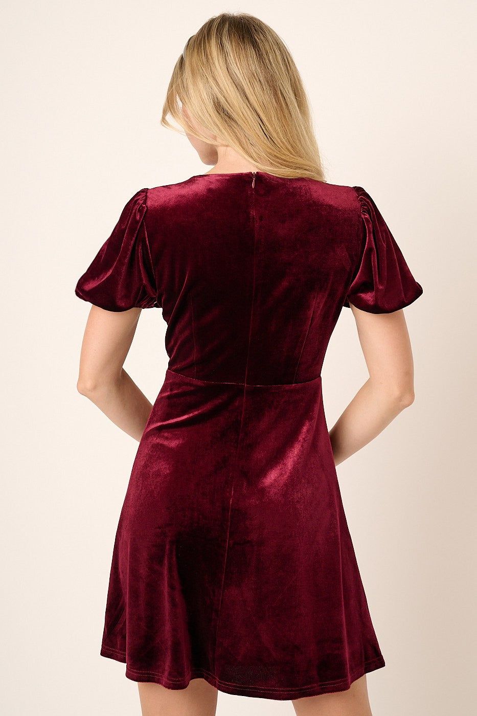 Wine Velvet Short Sleeve Mini Dress sold by Pinkblush product image thumbnail 3