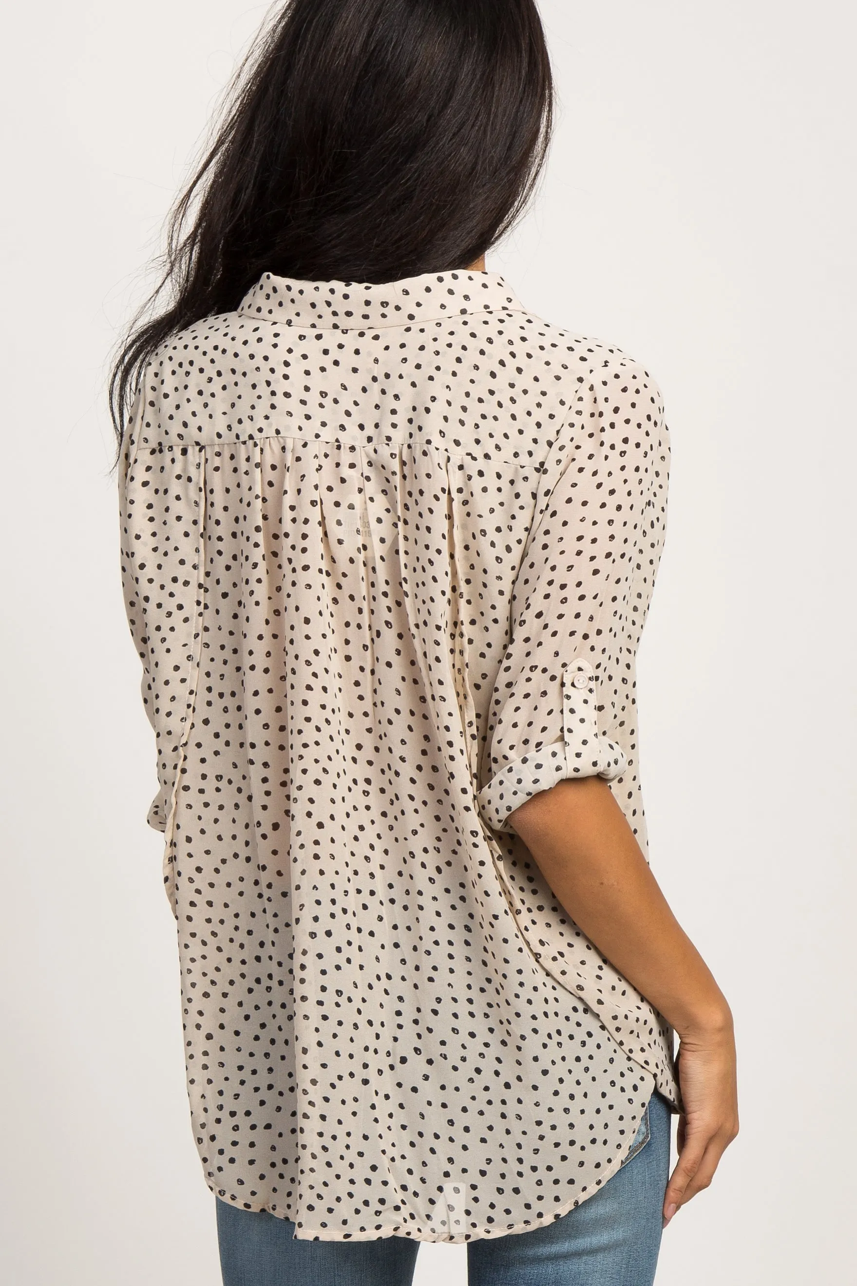 Beige Polka Dot Chiffon Blouse sold by Pinkblush product image thumbnail 4
