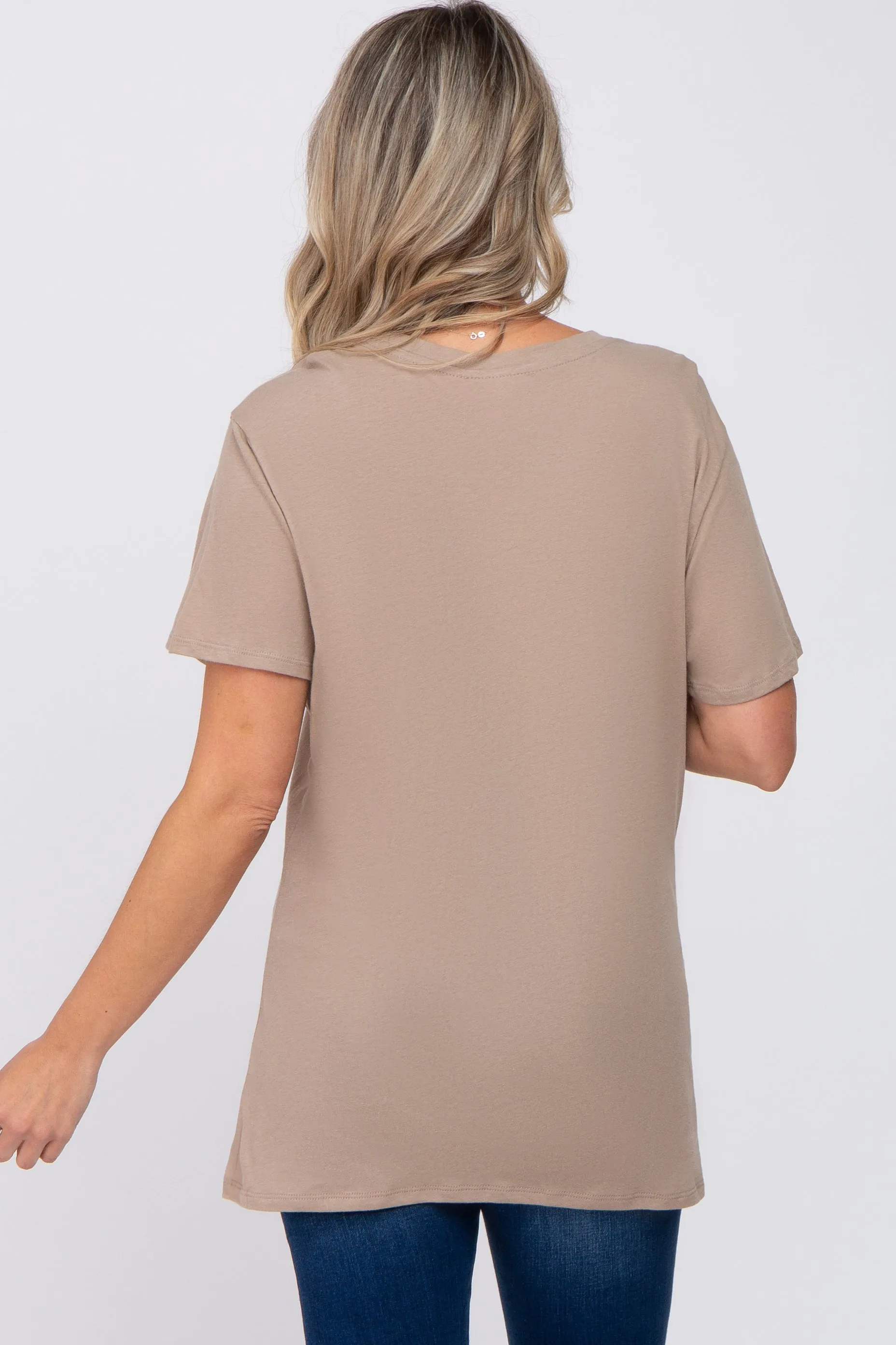 Mocha Oversized Short Sleeve Maternity Top sold by Pinkblush product image thumbnail 3