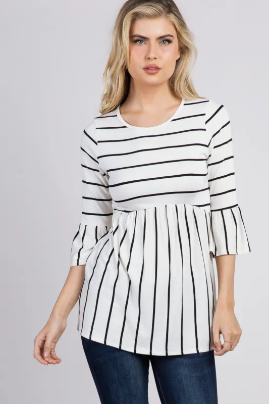 PinkBlush Ivory Striped Peplum Ruffle Top sold by Pinkblush