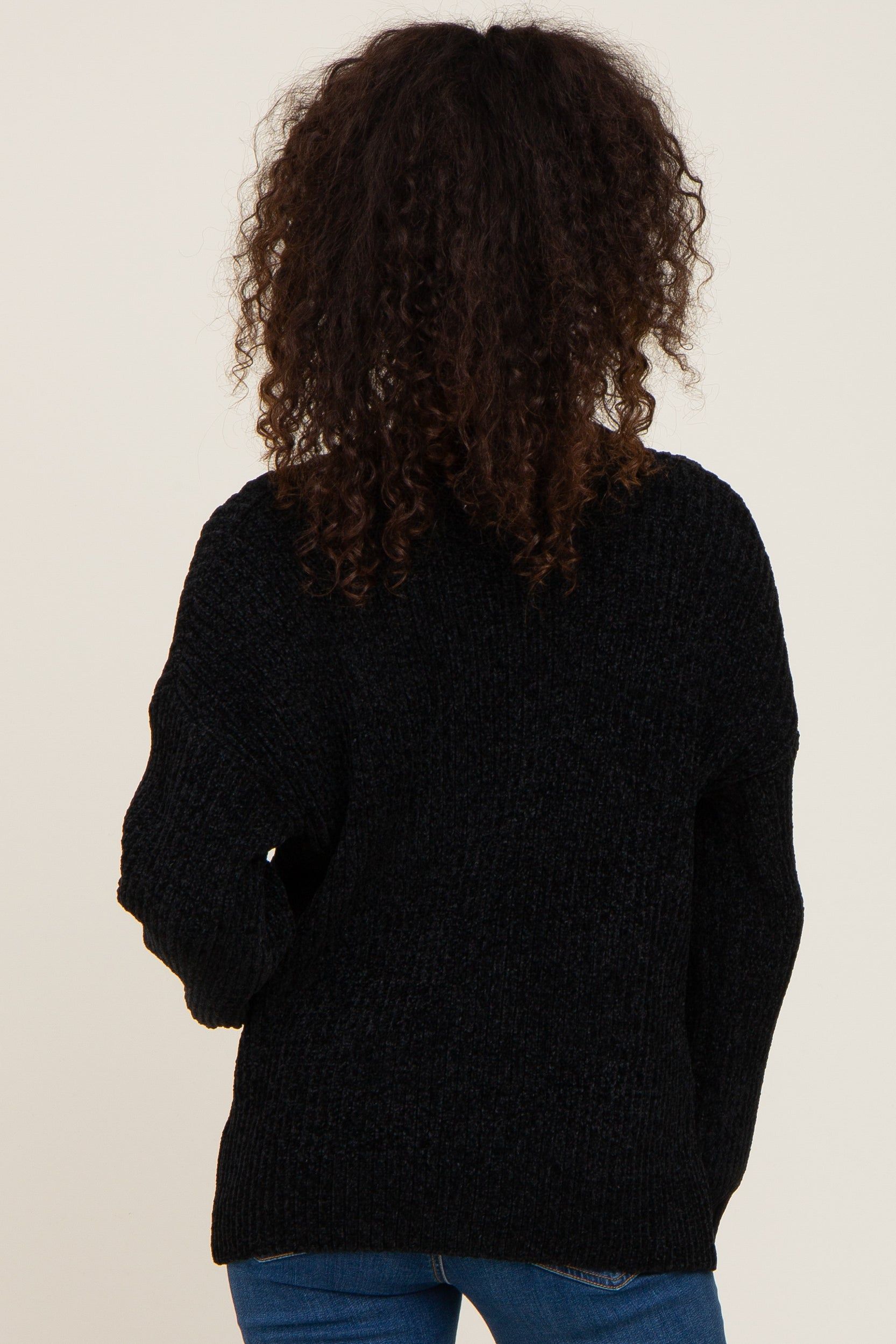 Black Soft Chenille Knit Sweater sold by Pinkblush product image thumbnail 3