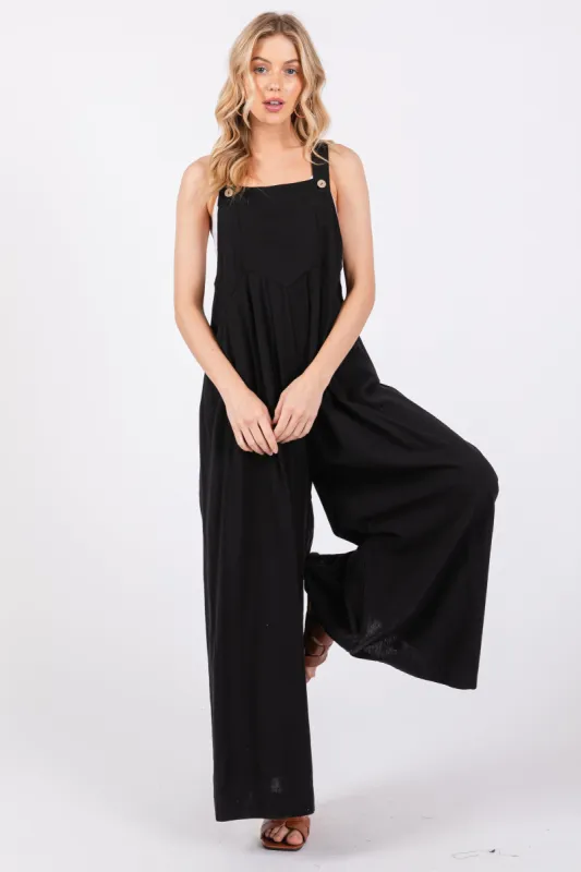 Black Wide Leg Jumpsuit sold by Pinkblush