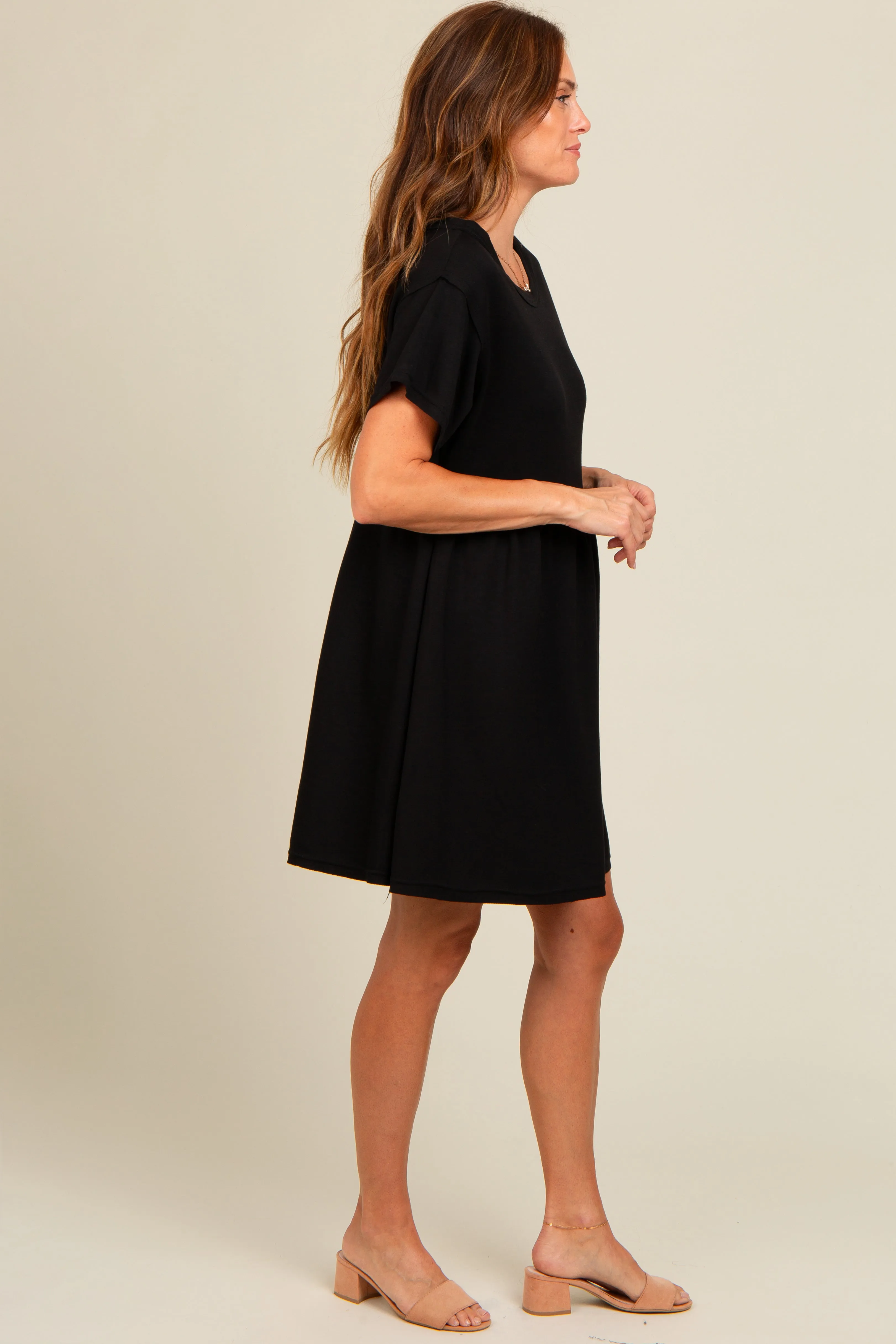 Black Cut Edge Short Sleeve Dress sold by Pinkblush product image thumbnail 3