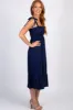 Navy Solid Self-Tie Smocked Midi Dress sold by Pinkblush