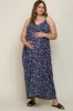 Navy Leaf Print Double V-Neck Maternity Plus Maxi Dress sold by Pinkblush