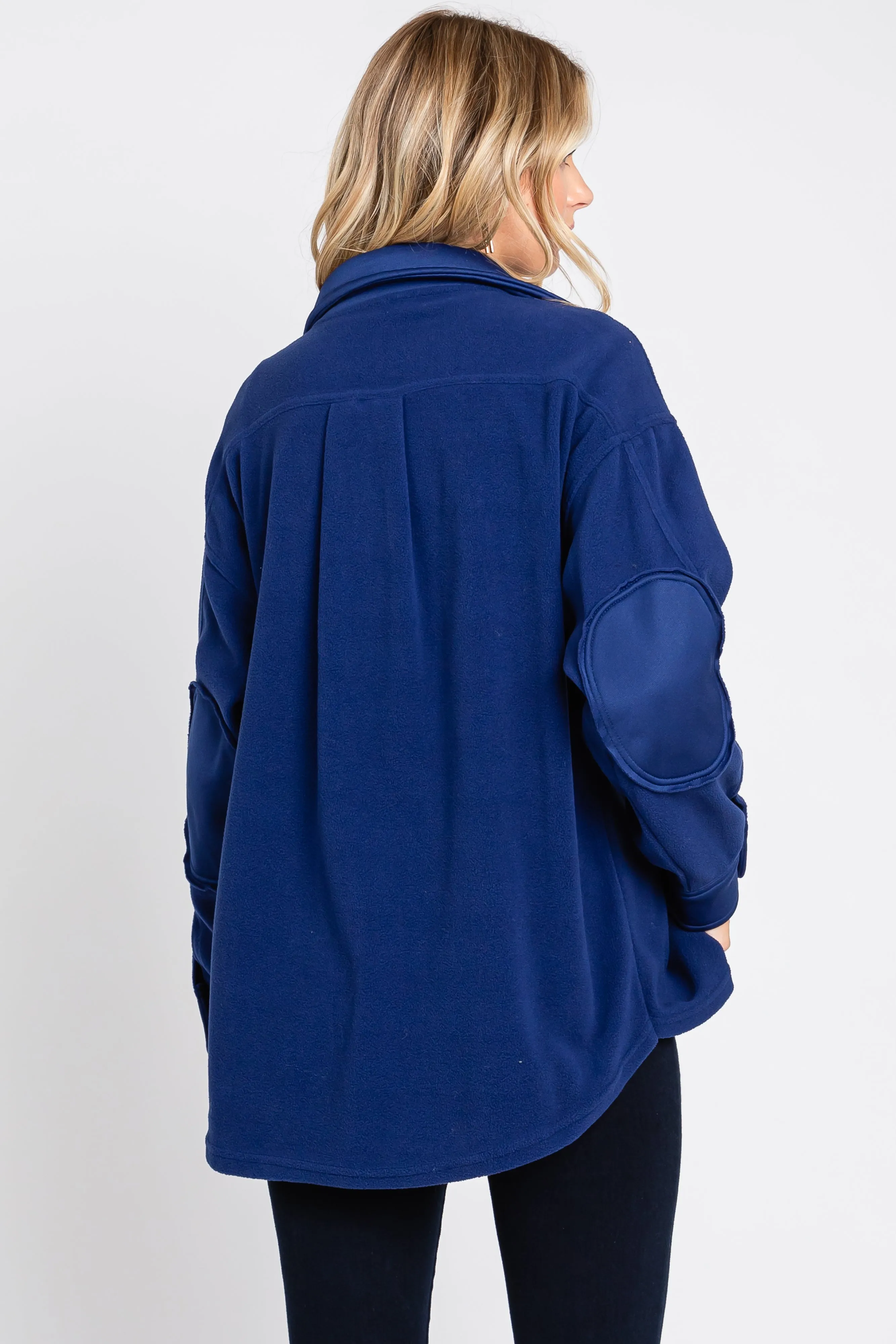 Navy Blue Fleece Double Front Pocket Jacket sold by Pinkblush product image thumbnail 4