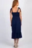 Navy Solid Self-Tie Smocked Midi Dress sold by Pinkblush