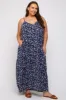 Navy Leaf Print Double V-Neck Maternity Plus Maxi Dress sold by Pinkblush