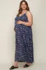 Navy Leaf Print Double V-Neck Maternity Plus Maxi Dress sold by Pinkblush