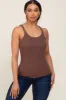 Brown Ribbed Maternity Tank Top sold by Pinkblush