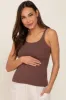 Brown Ribbed Maternity Tank Top sold by Pinkblush