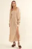 Sand Floral Square Neck Smocked Long Sleeve Maxi Dress sold by Pinkblush