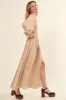 Sand Floral Square Neck Smocked Long Sleeve Maxi Dress sold by Pinkblush