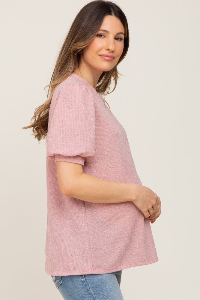 Mauve Puff Short Sleeve Maternity Top sold by Pinkblush product image thumbnail 2