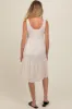 Beige Tiered Sleeveless Maternity Midi Dress sold by Pinkblush