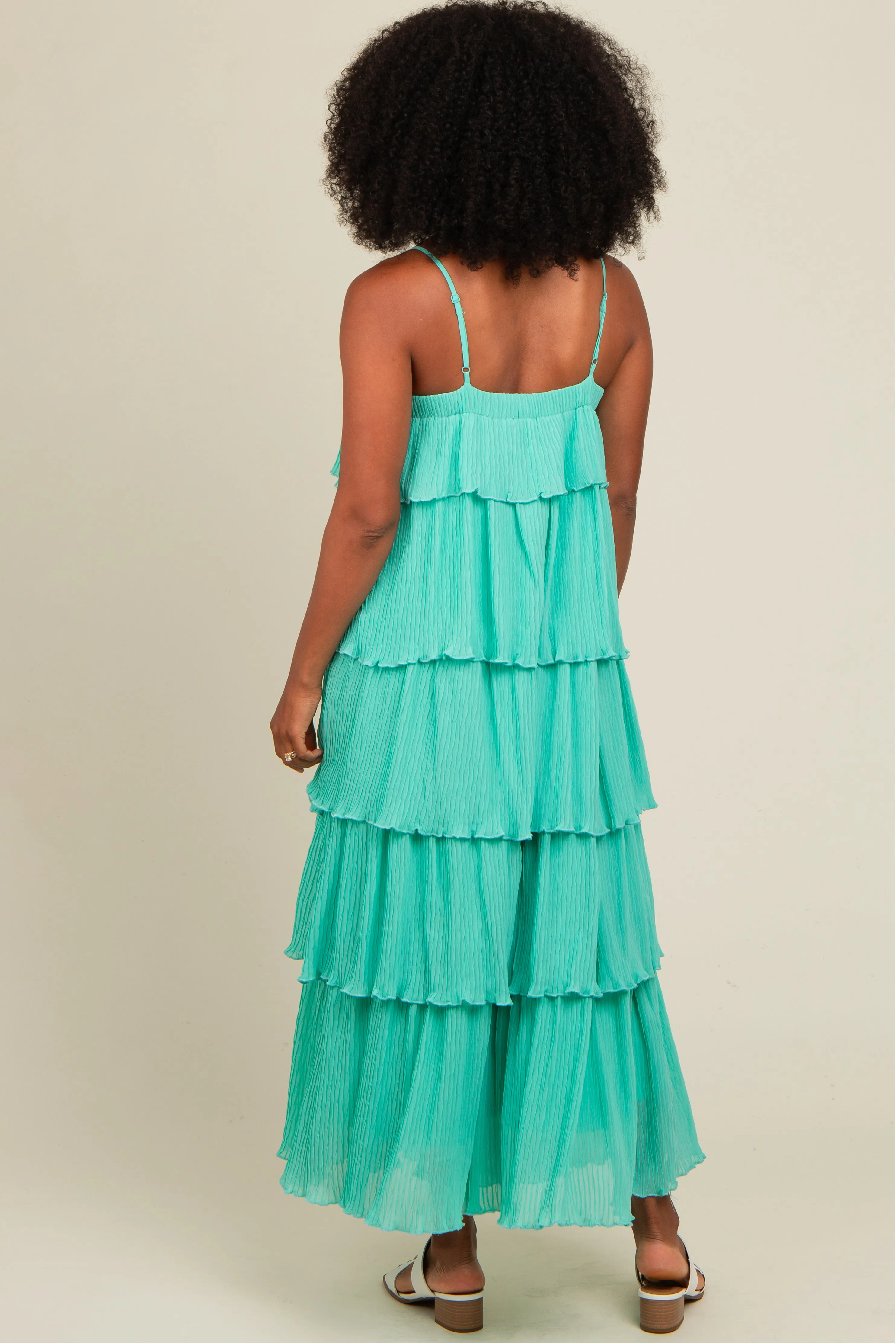 Aqua Ruffle Tiered Maxi Dress sold by Pinkblush product image thumbnail 4