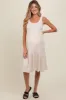 Beige Tiered Sleeveless Maternity Midi Dress sold by Pinkblush