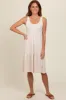 Beige Tiered Sleeveless Maternity Midi Dress sold by Pinkblush