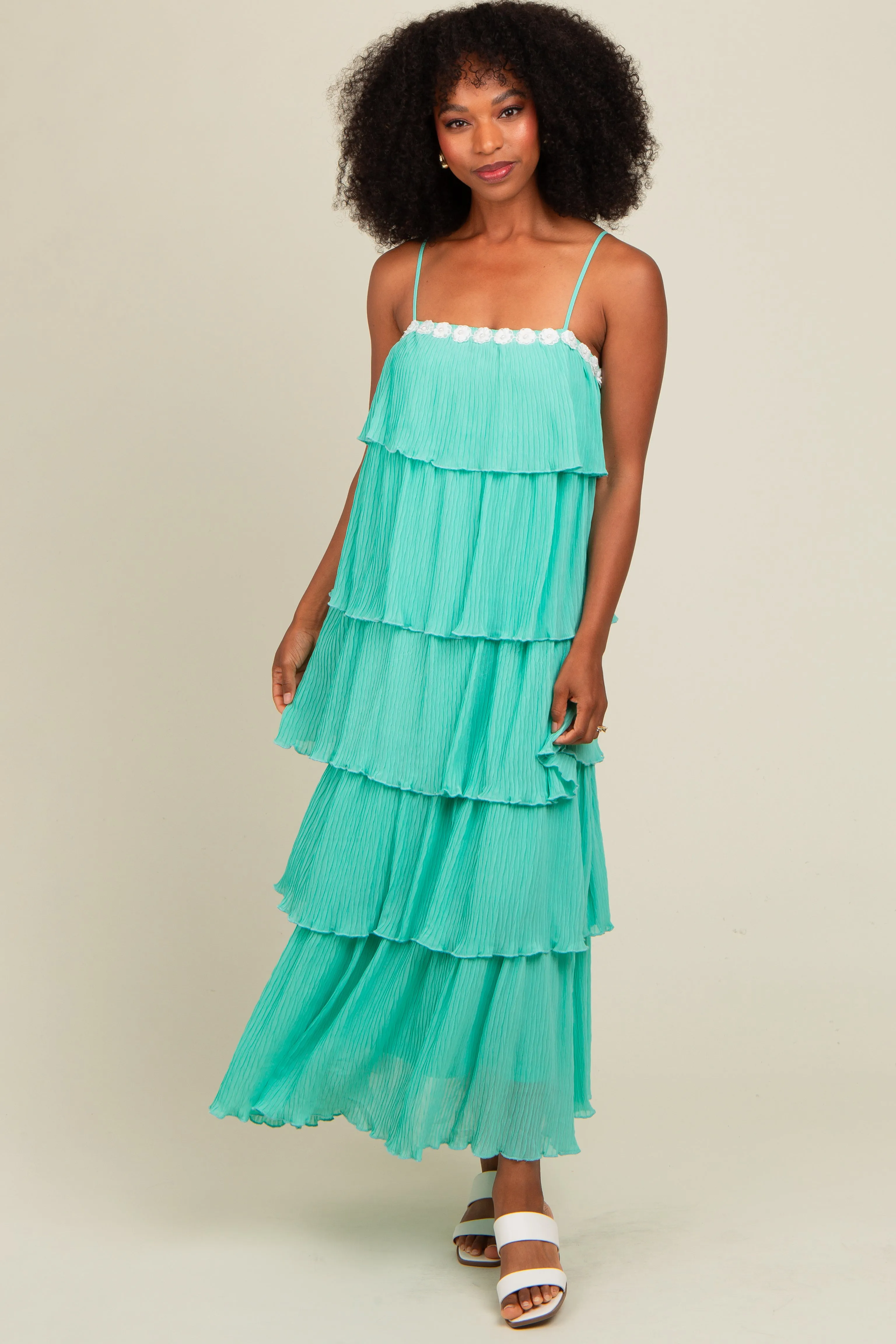 Aqua Ruffle Tiered Maxi Dress sold by Pinkblush product image thumbnail 2