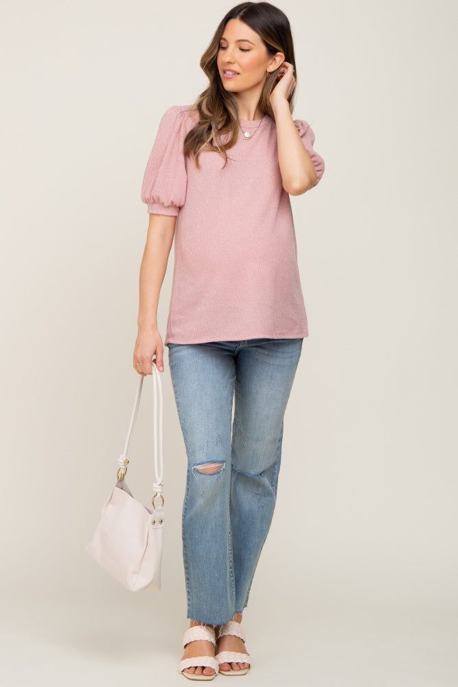 Mauve Puff Short Sleeve Maternity Top sold by Pinkblush product image thumbnail 4