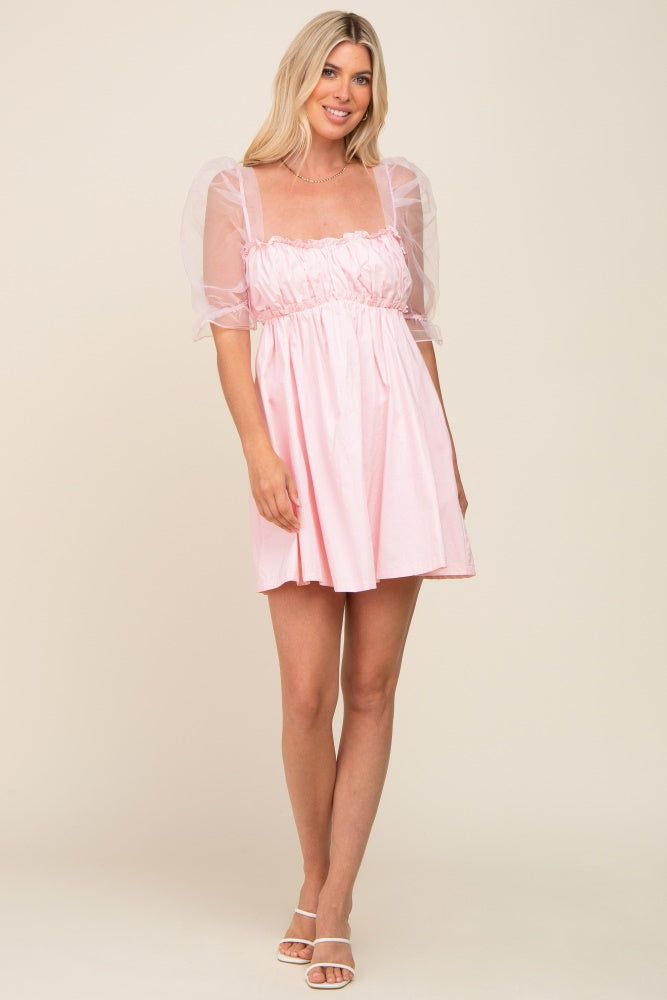 Light Pink Mesh Sleeve Mini Dress sold by Pinkblush product image thumbnail 5