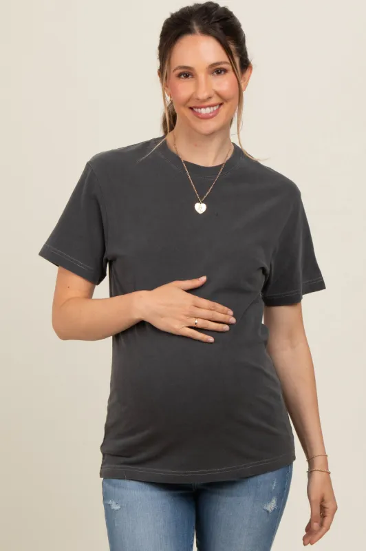 Charcoal Basic Maternity T-Shirt sold by Pinkblush