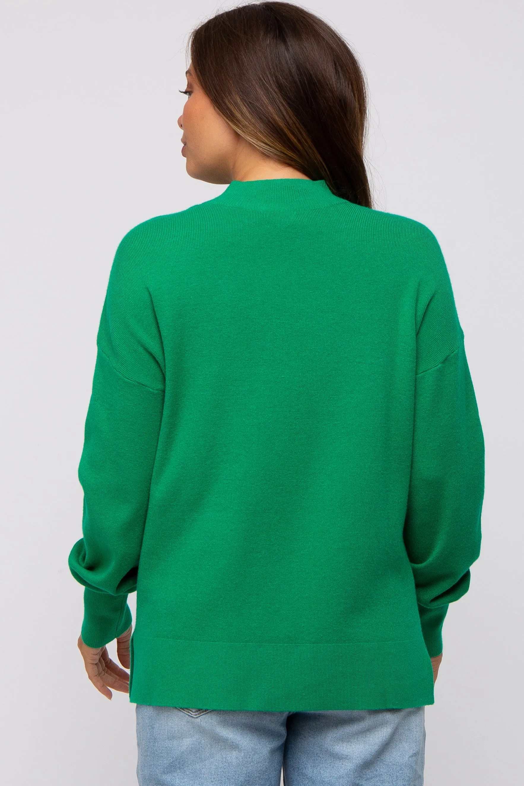 Green Knit Mock Neck Maternity Long Sleeve Top sold by Pinkblush product image thumbnail 3
