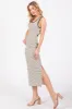 Cream Striped Cutout Cross Back Side Slit Midi Dress sold by Pinkblush