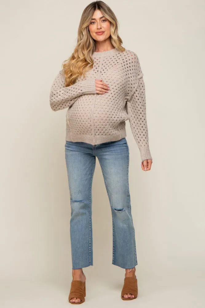 Taupe Open Chunky Knit Maternity Sweater sold by Pinkblush product image thumbnail 5