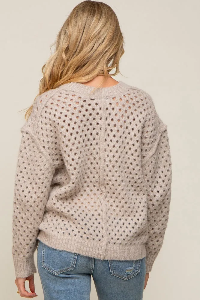 Taupe Open Chunky Knit Maternity Sweater sold by Pinkblush product image thumbnail 3