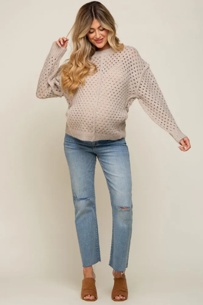 Taupe Open Chunky Knit Maternity Sweater sold by Pinkblush product image thumbnail 4