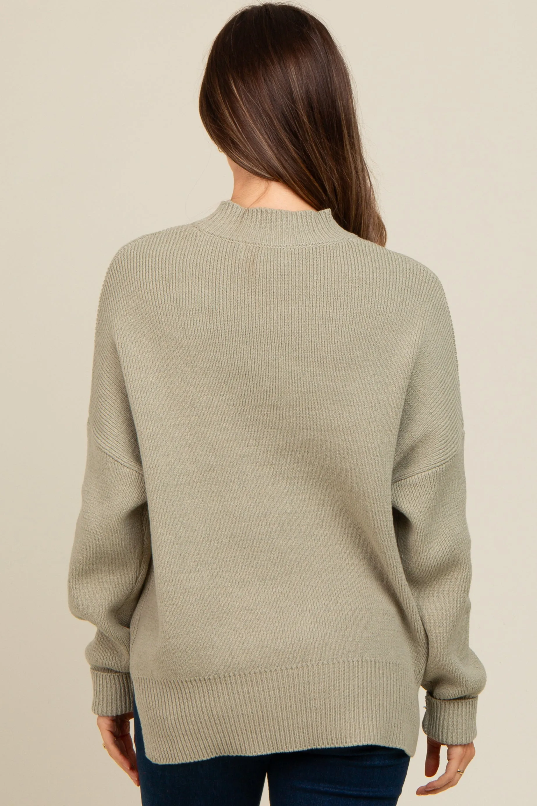 Light Olive Mock Neck Basic Maternity Sweater sold by Pinkblush product image thumbnail 4