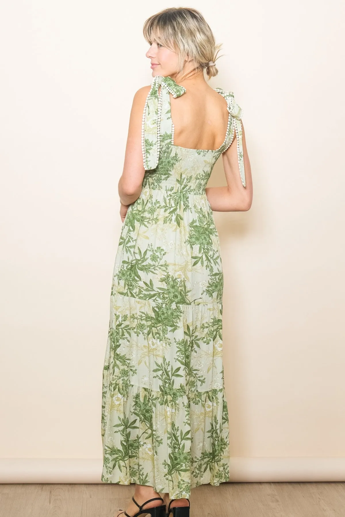 Green Crochet Trim Floral Maxi Dress sold by Pinkblush product image thumbnail 4