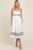 Ivory Contrast Stripe Midi Dress sold by Pinkblush
