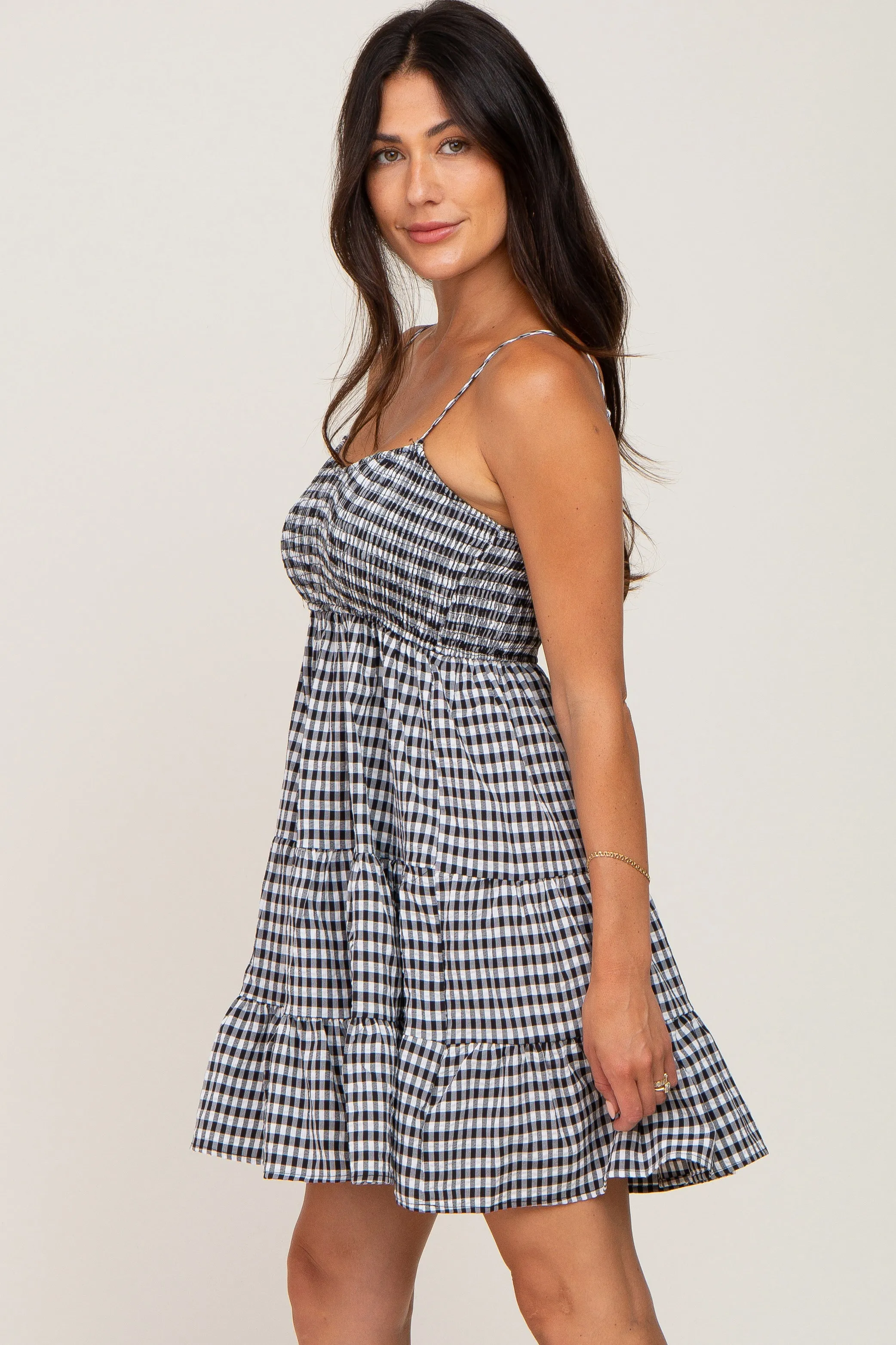 Black Gingham Tiered Dress sold by Pinkblush product image thumbnail 2