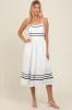Ivory Contrast Stripe Midi Dress sold by Pinkblush