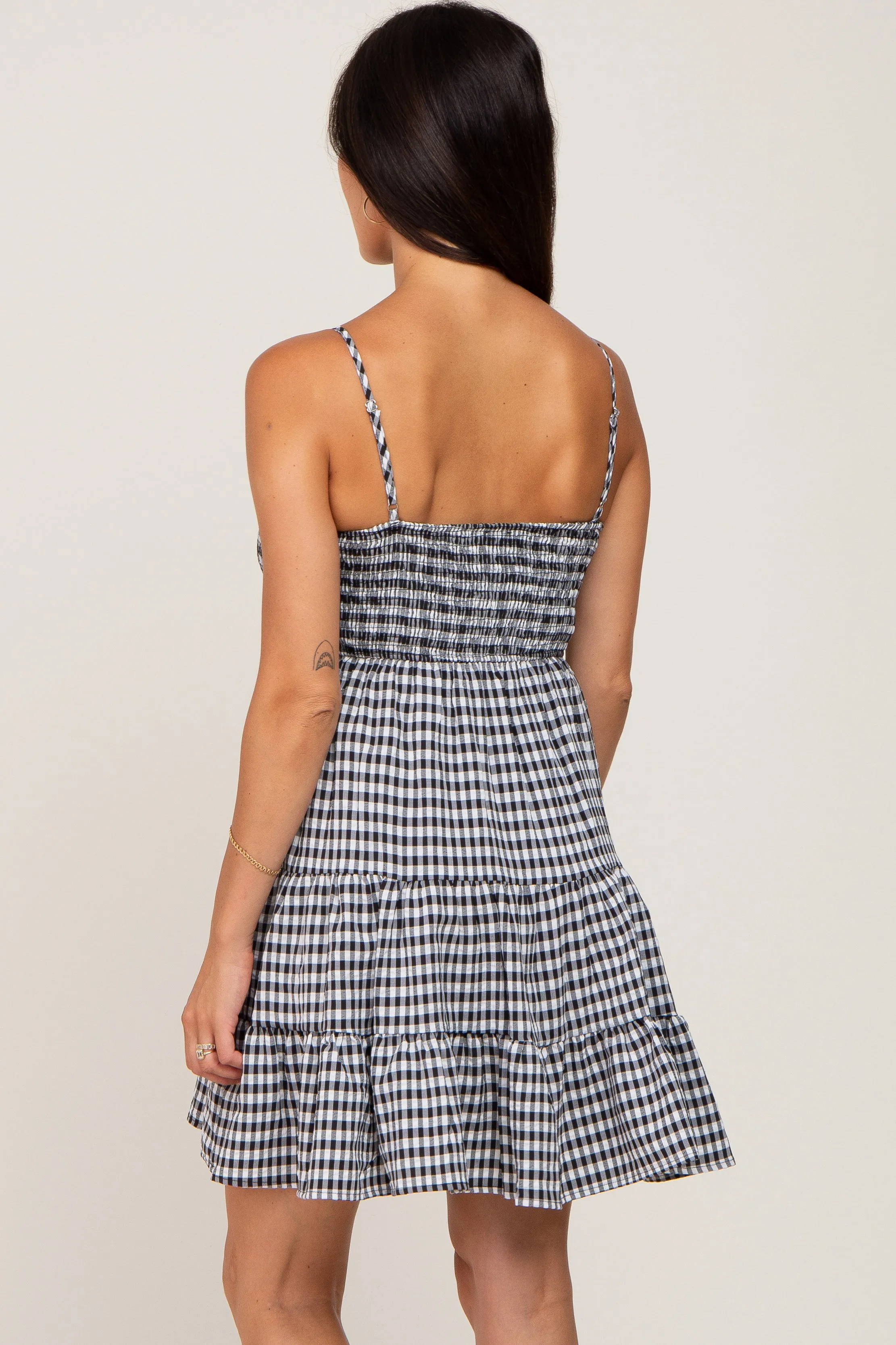 Black Gingham Tiered Dress sold by Pinkblush product image thumbnail 3