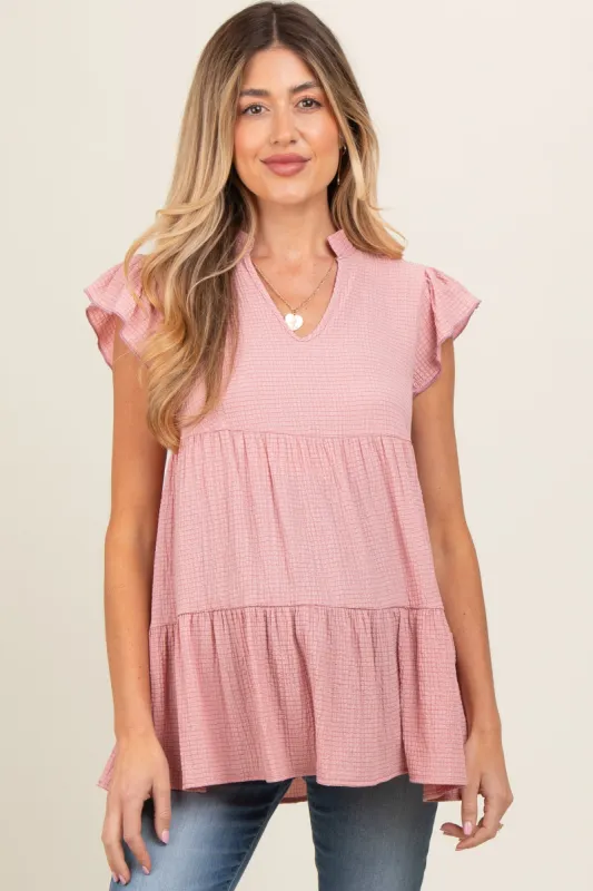 Light Pink Tiered Maternity Tunic Top sold by Pinkblush