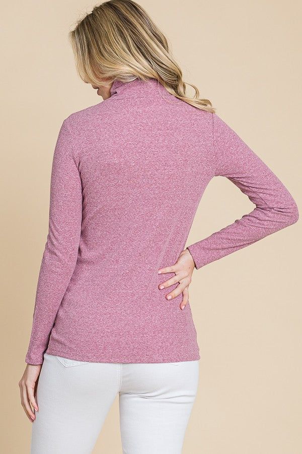 Mauve Ribbed Mock Neck Long Sleeve Top sold by Pinkblush product image thumbnail 3