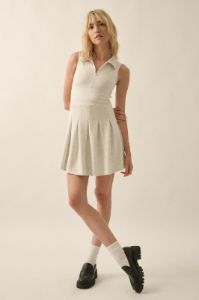 Heather Grey Collared Knit Mini Dress sold by Pinkblush