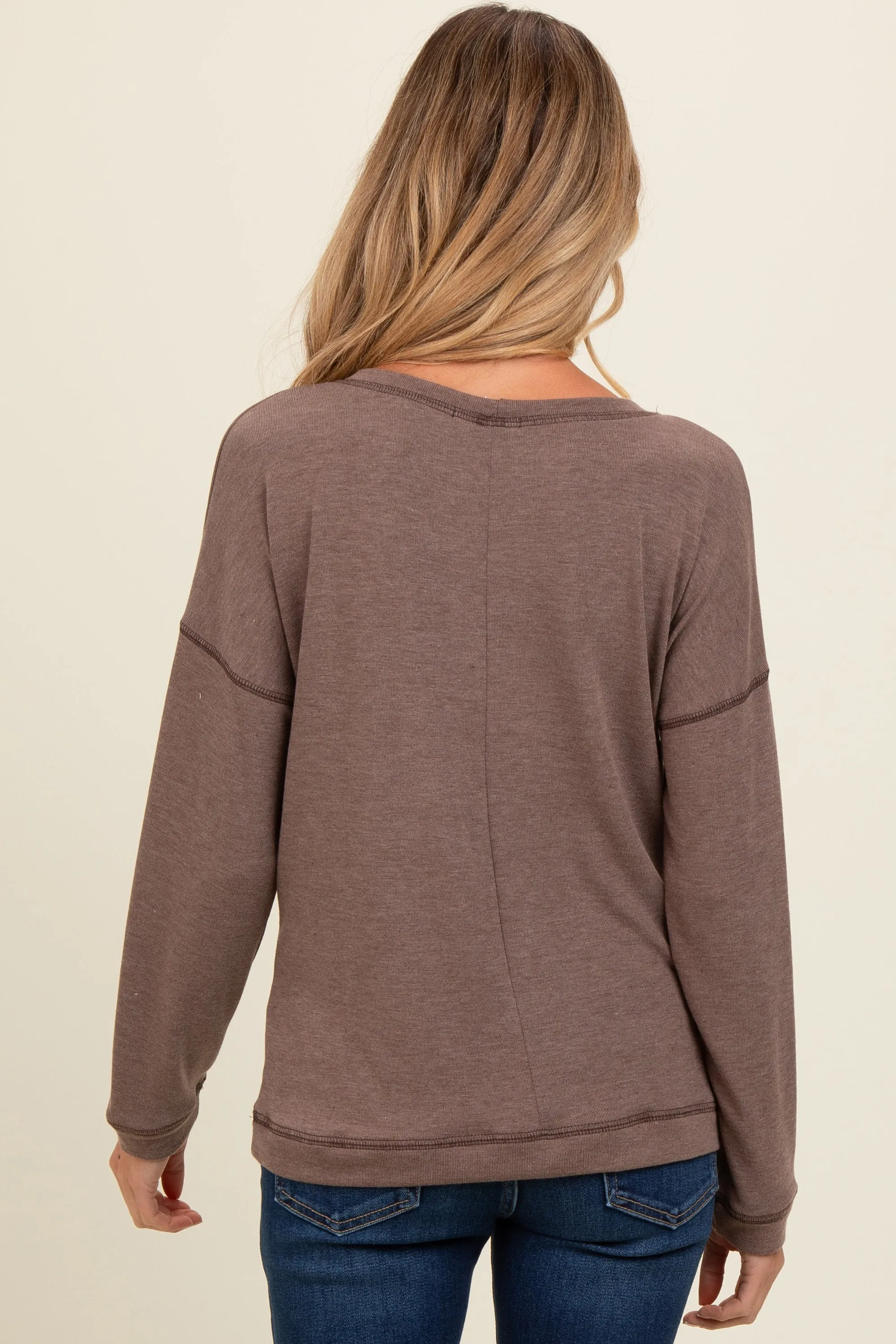 Mocha Stitch Detail Maternity Long Sleeve Top sold by Pinkblush product image thumbnail 4