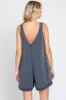 Grey Rounded V-Neck Sleeveless Romper sold by Pinkblush