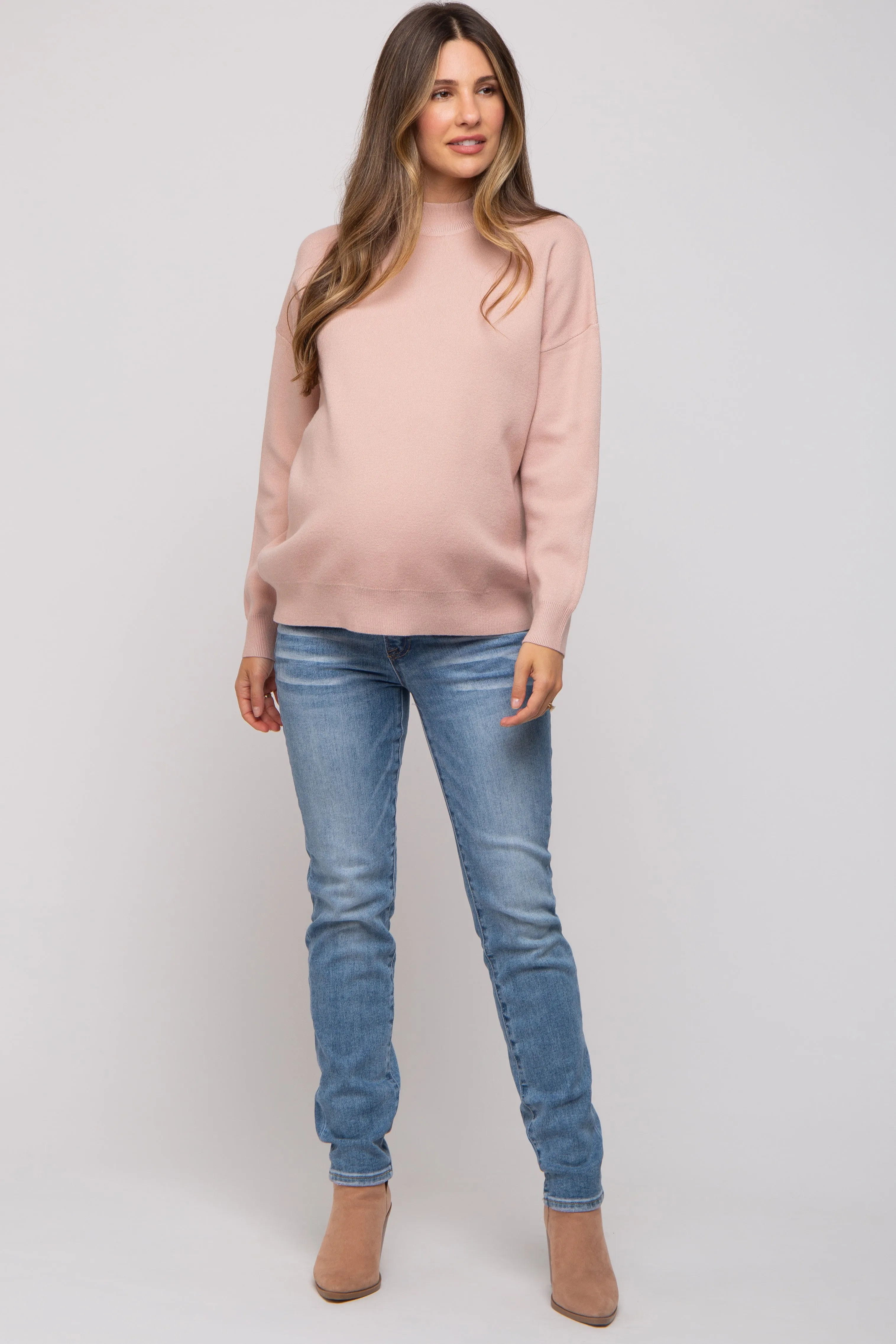 Light Pink Mock Neck Maternity Sweater sold by Pinkblush product image thumbnail 4