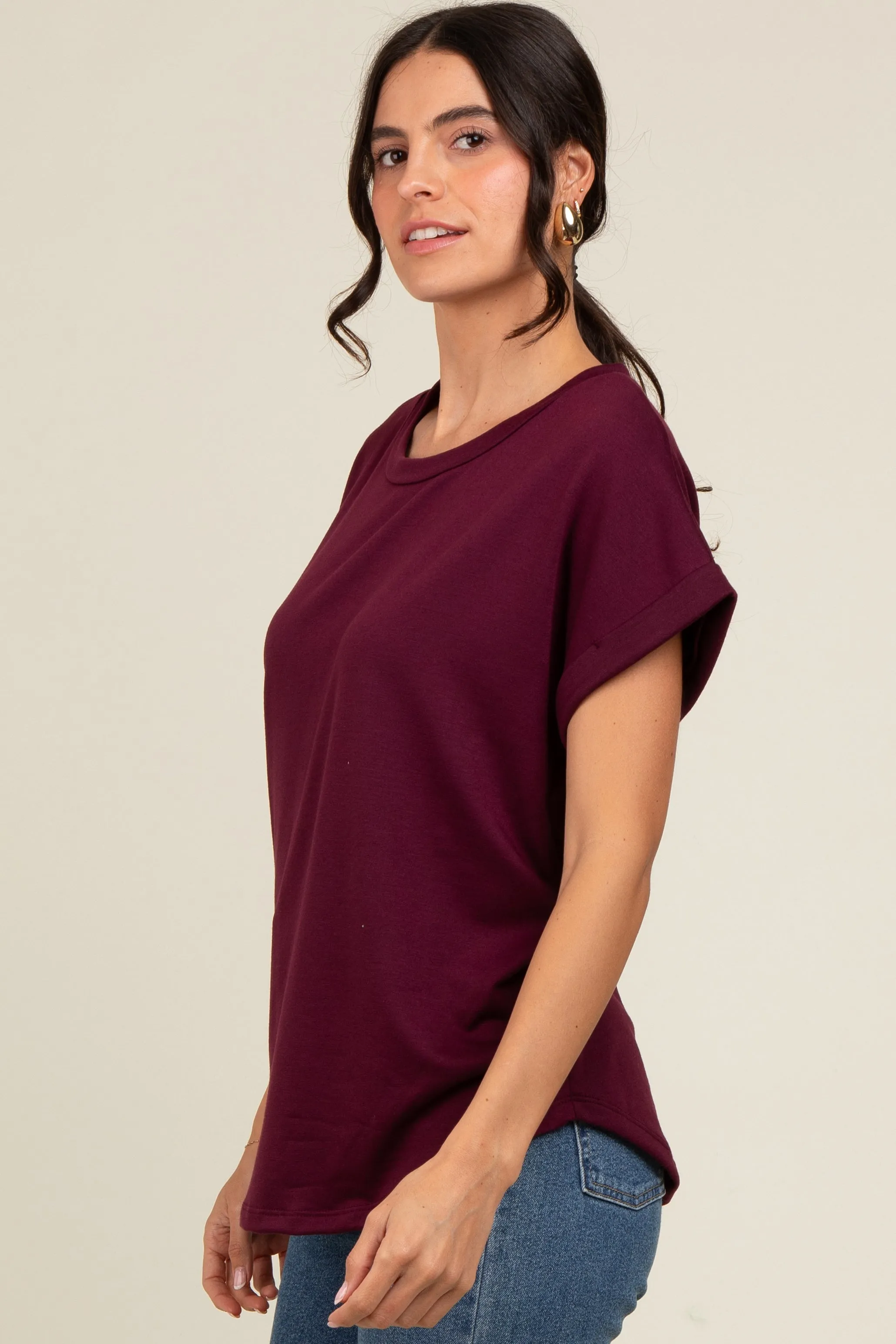 Plum Cuff Sleeve Top sold by Pinkblush product image thumbnail 2