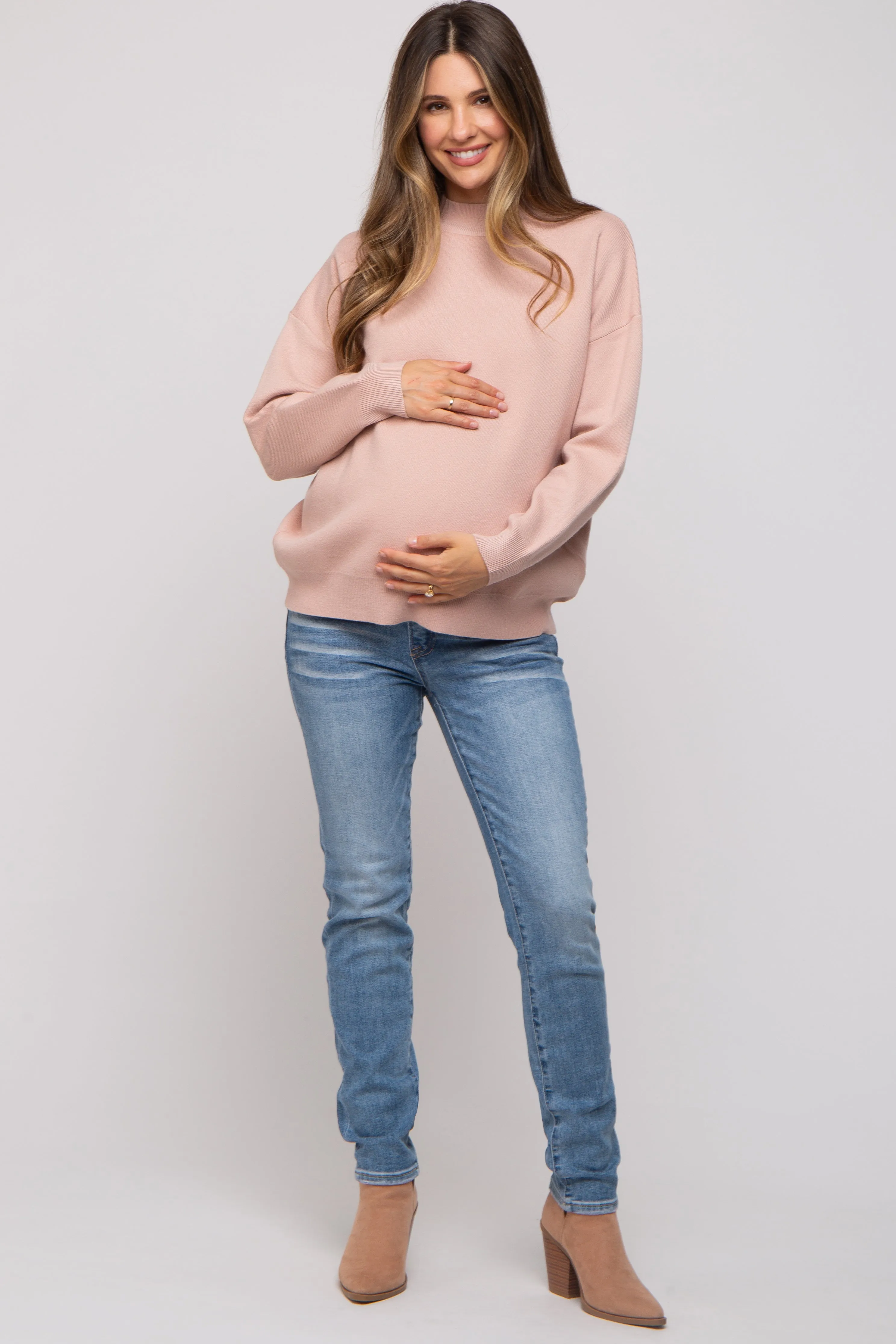 Light Pink Mock Neck Maternity Sweater sold by Pinkblush product image thumbnail 5