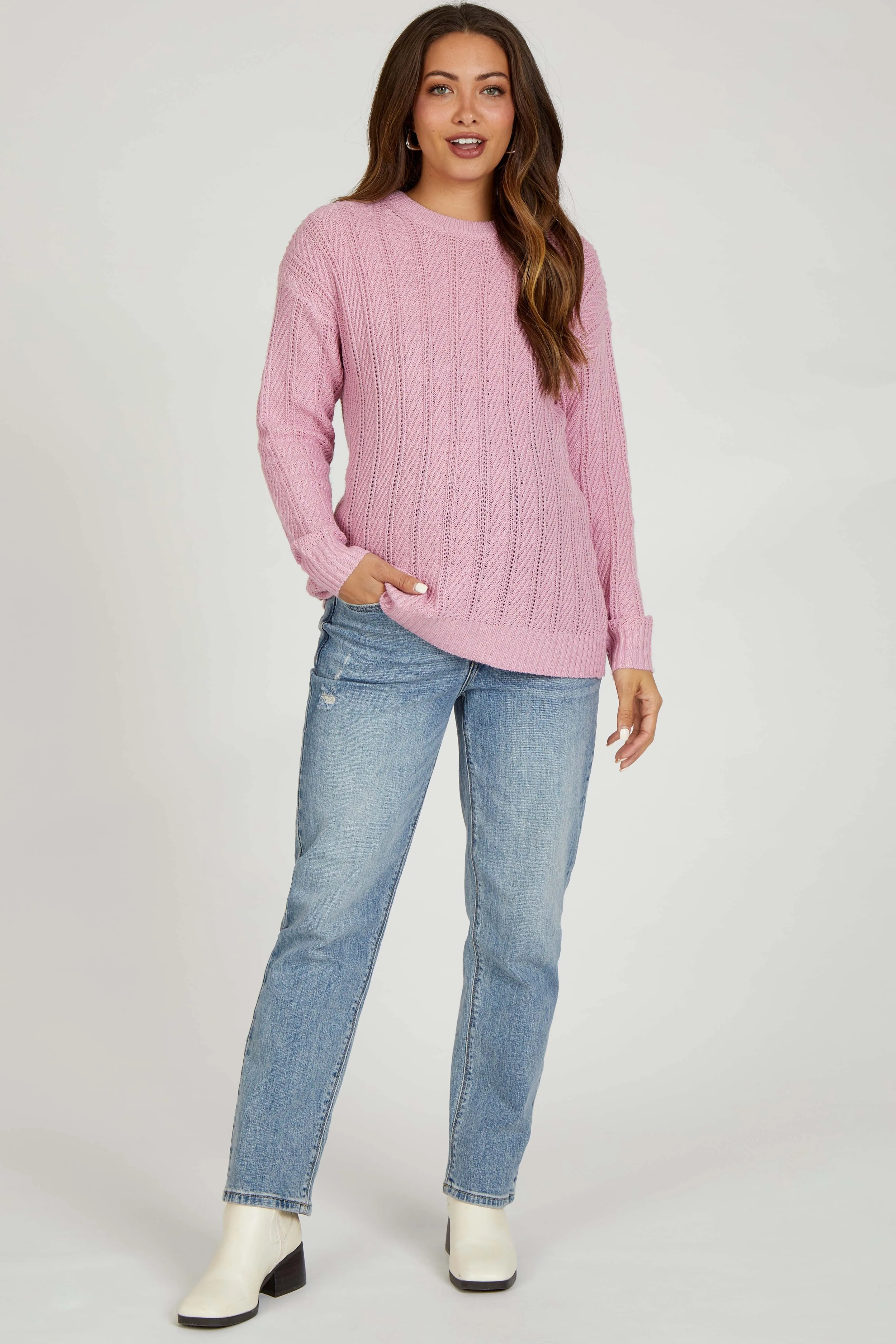 Pink Pattern Knit Maternity Sweater sold by Pinkblush product image thumbnail 4