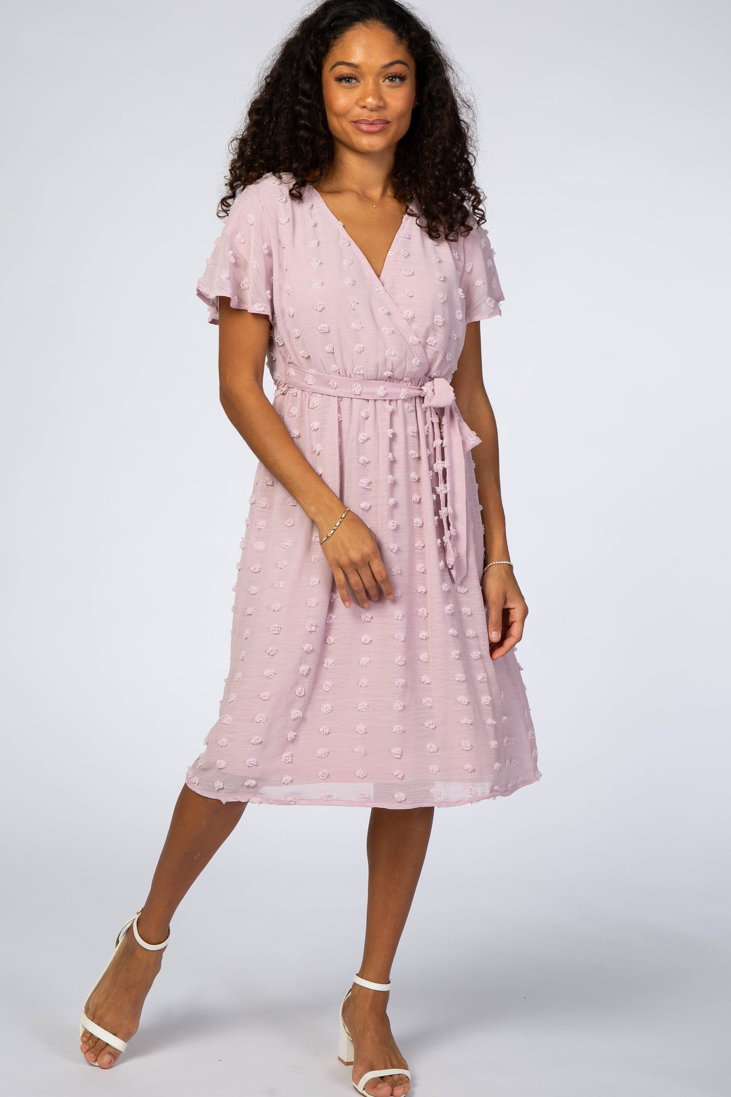 Lavender Swiss Dot Maternity Midi Dress sold by Pinkblush product image thumbnail 6